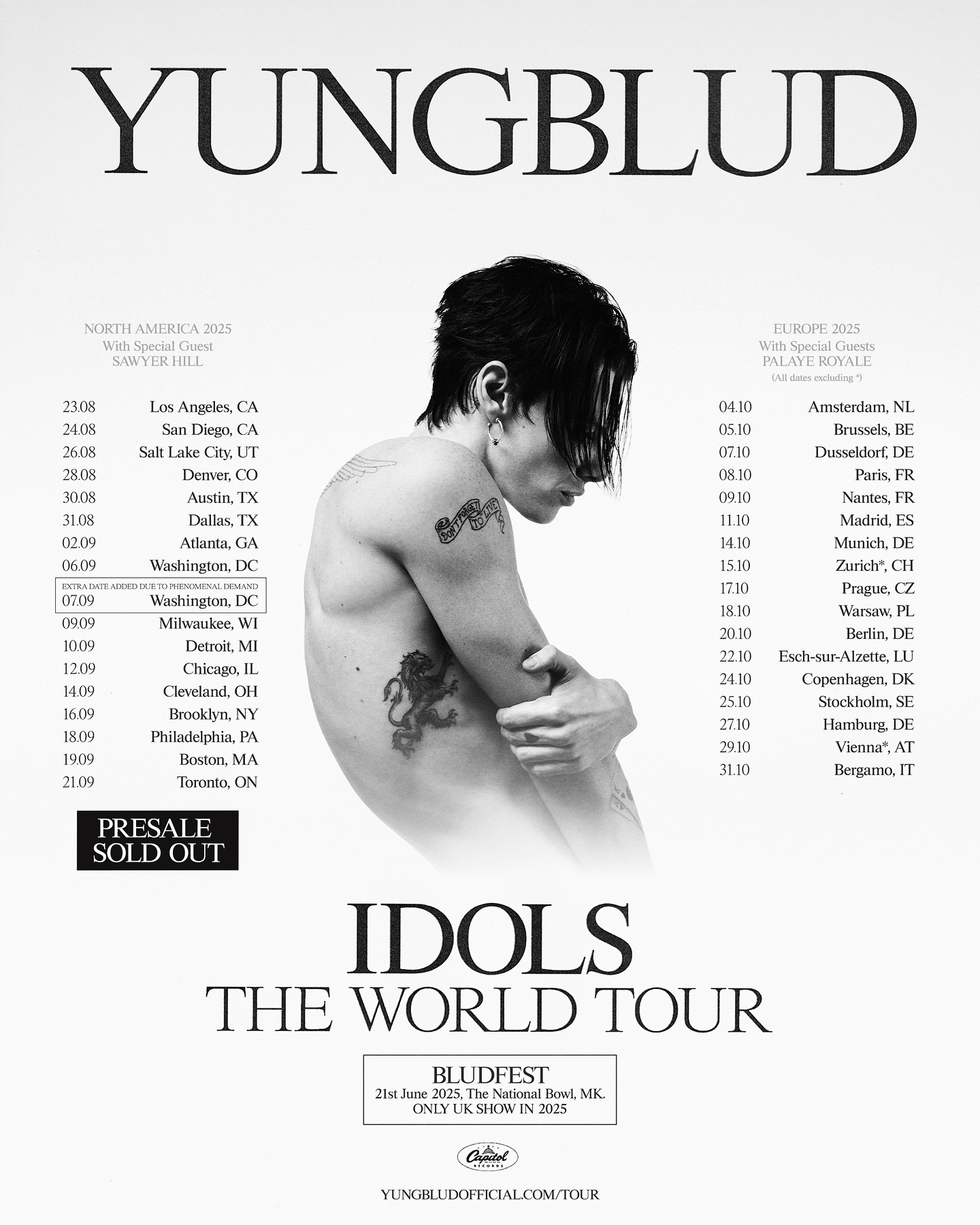 Yungblud Idols World Tour Poster 2025